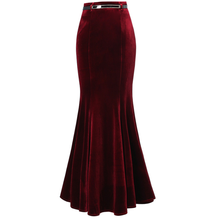 S-5XL!velvet trumpet skirt women spring autumn high waist package hip ol mermaid long skirt 2024 - buy cheap