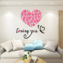 Love Pattern 3d Acrylic Mirror Wall Stickers TV Background Wall Loving You Butterfly Bedroom Wall Sticker DIY Art Wall Decor 2024 - buy cheap