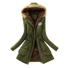 Зимнее женское пальто средней длины с длинным рукавом из овечьей шерсти, хлопковое пальто, теплая куртка с капюшоном, приталенное зимнее пальто F04 * 2024 - купить недорого