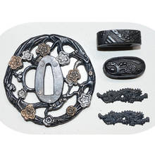 A Set Japanese Alloy Flower Guard Tsuba Menuki Fuchi Kashira For Japanese Samurai Katana sword Wakizashi Tanto Sword 2024 - compre barato