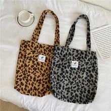 Fashion Women Shoulder Bag Corduroy Leopard Animal Pattern Autumn Winter Large Capacity Casual Totes Shopping Handbag 2021 2024 - buy cheap