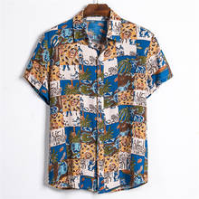 Мужская Летняя гавайская рубашка с цветочным принтом и коротким рукавом 2024 - купить недорого