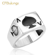 CFBulongs-anillo solitario de póker de palas de la suerte, acero inoxidable 316L, Hip-Hop, joyería para hombre, regalo de fiesta 2024 - compra barato