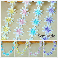 5cm Wide Color Flower Water Soluble Embroidery Lace Ribbon DIY Clothes Skirt Children's Clothing Hat Headwear Trim Accessories 2024 - buy cheap