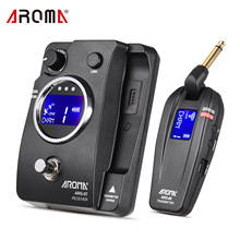 AROMA ARG-07-sistema de transmisión inalámbrica para guitarra, receptor transmisor con enchufe de 6,35mm, pantalla LCD, 4 canales, rango máximo de 35m 2024 - compra barato