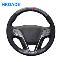 Customize DIY Genuine Leather Car Steering Wheel Cover For Hyundai ix45 Santa Fe 2013 2014 2015 2016 Car Interior 2024 - buy cheap