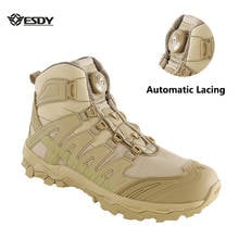 Men Outdoor Automatic Lacing Tactical Army Boots Wear Resistant Breathable Non-Slip Boots Climbing Training Combat Sports Shoes 2024 - buy cheap