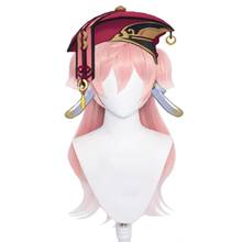 Game genshin impact-peruca para cosplay, cabelo falso, rabo de cavalo duplo, em degradê rosa 2024 - compre barato