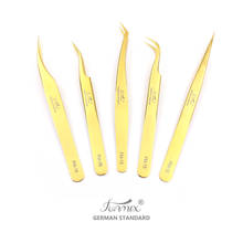 2020 FUNMIX New Golden colors Premium Beauty Makeup Tweezers for Eyelashes Extension Pinzas Super precision 2024 - buy cheap