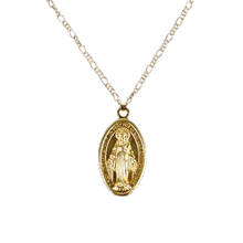 Colar com pingente da virgem maria banhado a ouro, elegante corrente, católica, joia para presente para mulheres 2024 - compre barato