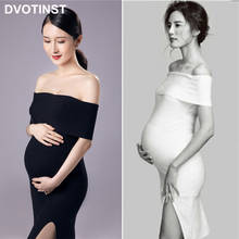 Dvotinst-Accesorios de fotografía para mujer, vestidos ajustados de maternidad, elegantes, hombros descubiertos, ropa de embarazo para sesión de fotos en estudio 2024 - compra barato