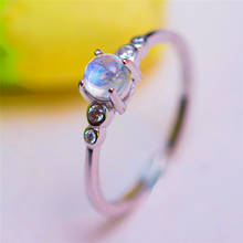 Anillo de piedra lunar Natural para mujer, Plata de Ley 925 100% auténtica ajustable, anillos de compromiso y amor 2024 - compra barato
