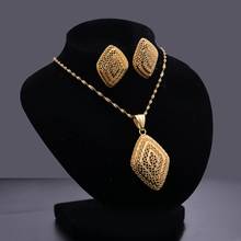 Ethiopian gold jewelry sets 24k Big  Pendant Necklace Earring Dubai jewelry sets  for women African Eritrea wedding bridal set 2024 - buy cheap