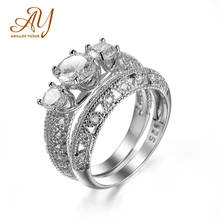 Женское Обручальное Кольцо Anillos Yuzuk, обручальное кольцо из стерлингового серебра 925 пробы с прозрачным фианитом, эффектные ювелирные украшения 2024 - купить недорого