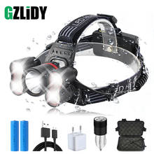 5 LEDS Super Bright LED Headlamp Rechargeable Led Headlight 4 Switch Modes Fishing Lamp Waterproof Headlight +2x 18650 Batteries 2024 - buy cheap