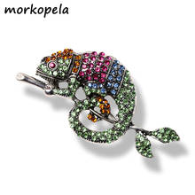 Morkopela-Broche de pedrería camaleón para mujer, alfileres y broches de animales, joyería Vintage de Metal 2024 - compra barato