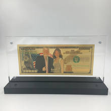Позолоченная пластиковая карточка с акриловой рамкой для коллекционирования подарков, 24 К, Дональд Трамп, президент, банкнот, доллар 2024 - купить недорого