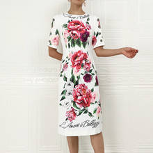 Высококачественное дизайнерское летнее женское модное вечернее повседневное пикантное винтажное элегантное шикарное платье миди на пуговицах с принтом розы 2024 - купить недорого