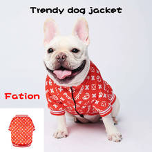 INS Fashion Printing Red Jackets Hoodie Pet Dog Clothes For Small Medium Dogs French Bulldog Trend Pattern Spring Trench Coat 2024 - buy cheap