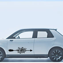 Ramo de adesivos para carros com flores, acessórios decorativos de carros em vinil preto/branco 2024 - compre barato