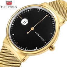 MINI FOCUS Fashion Ultra Thin Quartz Watch Men Black Mesh Strap Rose Golden Index Calendar Top Brand Luxury Wrist Watches 2024 - buy cheap