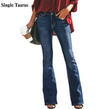 Calça jeans feminina de cintura média, casual, com elefante, preto, azul, vintage, 2020 2024 - compre barato