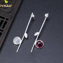 925 Sterling Silver Asymmetry Red Corundum Long Earrings For Women Original Handmade Chinese Style Female Vintage Jewelry 2024 - buy cheap