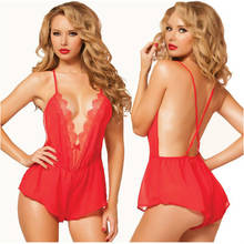 Women's Sexy Deep V-Neck Lingerie Lace Babydoll Mesh Sling Hollow Back See-Through Nightwear Outfits Exotic Apparel Adult 2024 - buy cheap