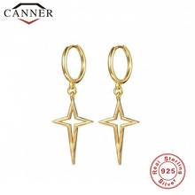 Simple Geometric Cross Hollow Hoop Earrings 925 Sterling Silver star Earrings Silver Gold color Korean style Jewelry 2024 - buy cheap