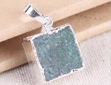 Hot selling personalized green Dongling pendant women's Square sweater chain with Natural Stone Pendant + rope delivery 2024 - buy cheap