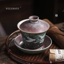 WIZAMONY Japanese Kiln huan cai Sancai Tureen Ceramic Kung Fu Tea Creative Crane Home Queen Cup Tea Bowl 2024 - buy cheap