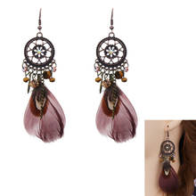 vintage Round Tassel Dream Catcher Women Earrings Bohemian Feather Fringe Long Drop Dangle Earrings for female Jewelry 2024 - buy cheap