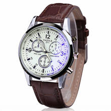 Luxury Fashion Faux Leather Mens Blue Ray Glass Quartz Analog Watches 2024 - buy cheap