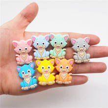 Chenkai-Cuentas de silicona para mordedor de gato, accesorios de juguete de joyería sensorial, chupete de dibujos animados de animales para bebé y gatito, 10 Uds. 2024 - compra barato