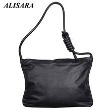 Alisara Simple Messenger Bag First Layer Cow Leather Top End Handmade Unisex Crossbody Shoulder Handbag Casual Big Capacity Tote 2024 - buy cheap