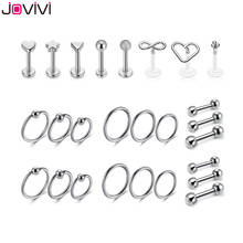 JOVIVI Stainless Steel Acrylic Stud Ear Rings Round Ball Barbell Tragus Cartilage Helix Ear Nose Studs Lip Ring Piercing Jewelry 2024 - buy cheap