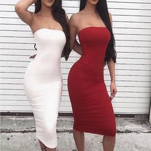 Sexy Off Shoulder Strapless Women Dress Sleeveless Straight Long Bodycon Dress Backless Casual Summer Party Dress Plus Size XL 2024 - buy cheap