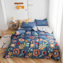 Bonenjoy-conjunto de cama com fronha, 100% algodão puro, estilo floral, impressão reativa, cor azul 2024 - compre barato