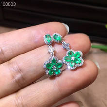 High Quality Natural And Real PurFlower e emerald earring  Real original emerald 925 sterling silver Gem Earring 2024 - buy cheap