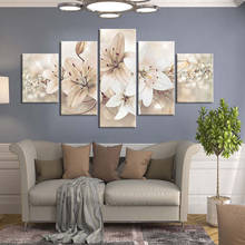 5 Panel Modular Poster Wall Art Canvas HD Printed Oil Paintings Abstract Lily Flower Pictures For Living Room Modern Home Decor 2024 - buy cheap