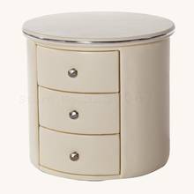 Leather bedside table simple European hotel white storage bedroom locker round bedside table leather art 2024 - buy cheap