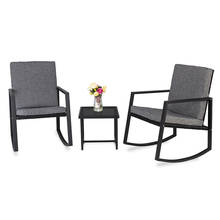 Outdoor Patio  Furniture Set 3 PCS Rocking Chairs Set Outdoor Patio Furniture with Glass Coffee Table (Black) 2024 - buy cheap