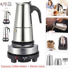 Bule portátil de aço inoxidável, 200/450ml, moka, espresso, café, com pequeno filtro elétrico, percolador, chaleira de café 2024 - compre barato