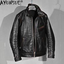 AYUNSUE 2020 New Real Cow Leather Jacket Men Vintage Cowhide Genuine Leather Coat Luxury Clothes Mens Leather Jackets KJ4711 2024 - buy cheap