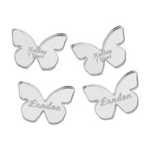 50PCS Personalized Engraved Mirror Butterfly Name Tag Custom Acrylic Tags For New Baby Born Baby Shower Party Gifts Decor Favors 2024 - buy cheap