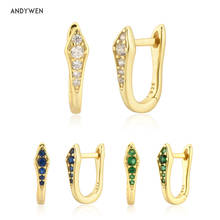 ANDYWEN 925 Sterling Silver Gold Three Color Clear Green Blue Hoops Piercing Pendiente piercing Clips Wedding Rock Punk Snake 2024 - buy cheap