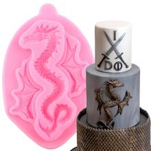 Molde de silicona de dragón de serpiente 3D para pastel de cumpleaños de bebé, borde de pasta de azúcar, moldes para decorar pasteles, herramientas de caramelo, Chocolate, pasta de goma 2024 - compra barato