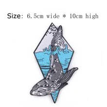Frete grátis 1pc tubarão distintivo 10cm de ferro alto em costurar para o peito esquerdo/apliqué/para jeans/golfinho/animal/oceano/mergulho/mar 2024 - compre barato