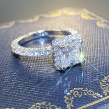 Huitan moda contratada praça zircão de cristal feminino anel de casamento festa de noivado feminino delicado anel de dedo jóias venda quente 2024 - compre barato
