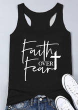 Cross Faith Over Fear vest Christian Religion tees summer style Beach tank top women fashion casual Tank drop shipping 2024 - buy cheap